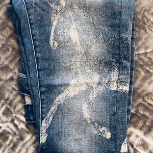 New Denim Acid Washed Jeans Unicorn Adorned Sz 12